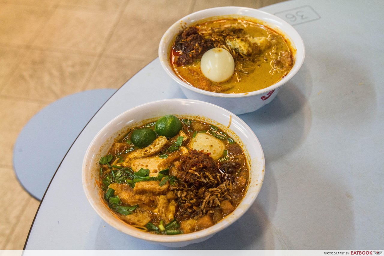 Singapore Hawker Food - Mee Siam and Lontong