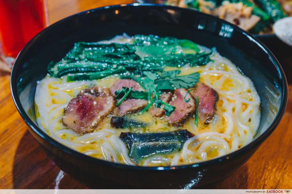 le fuse cafe salted egg smoked duck laksa