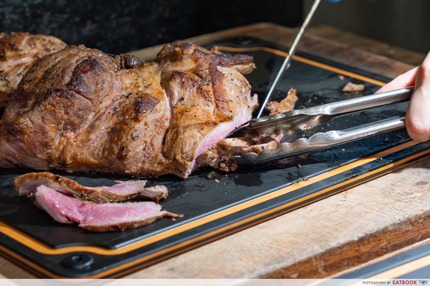 lamb and beef carving close up shot