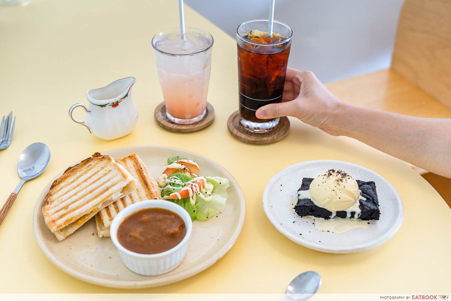 sunday morning cafe flatlay