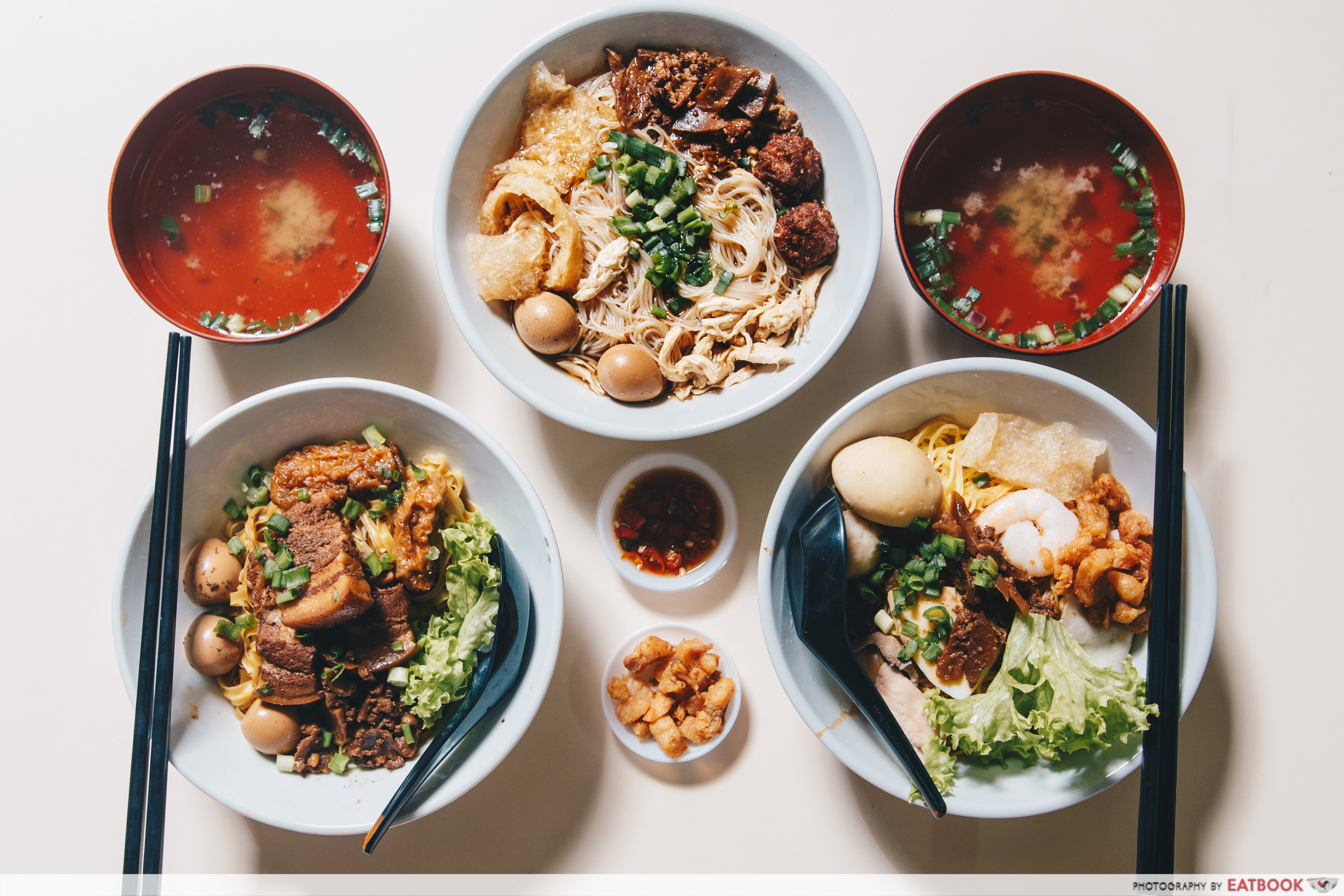 Aw's Signature Minced Pork Noodles - Flatlay