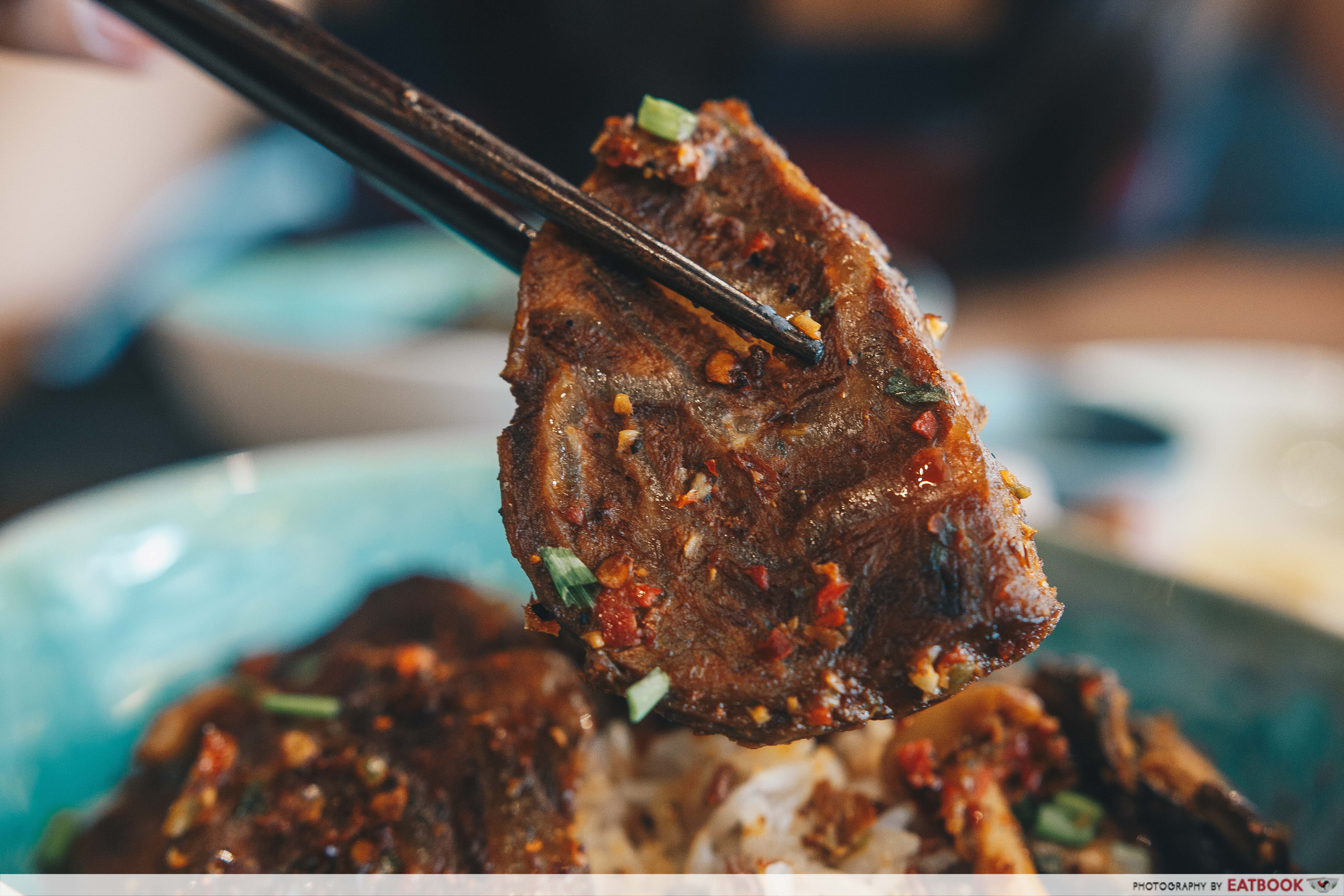 Dumplings Cafe - Mala Beef Close Up