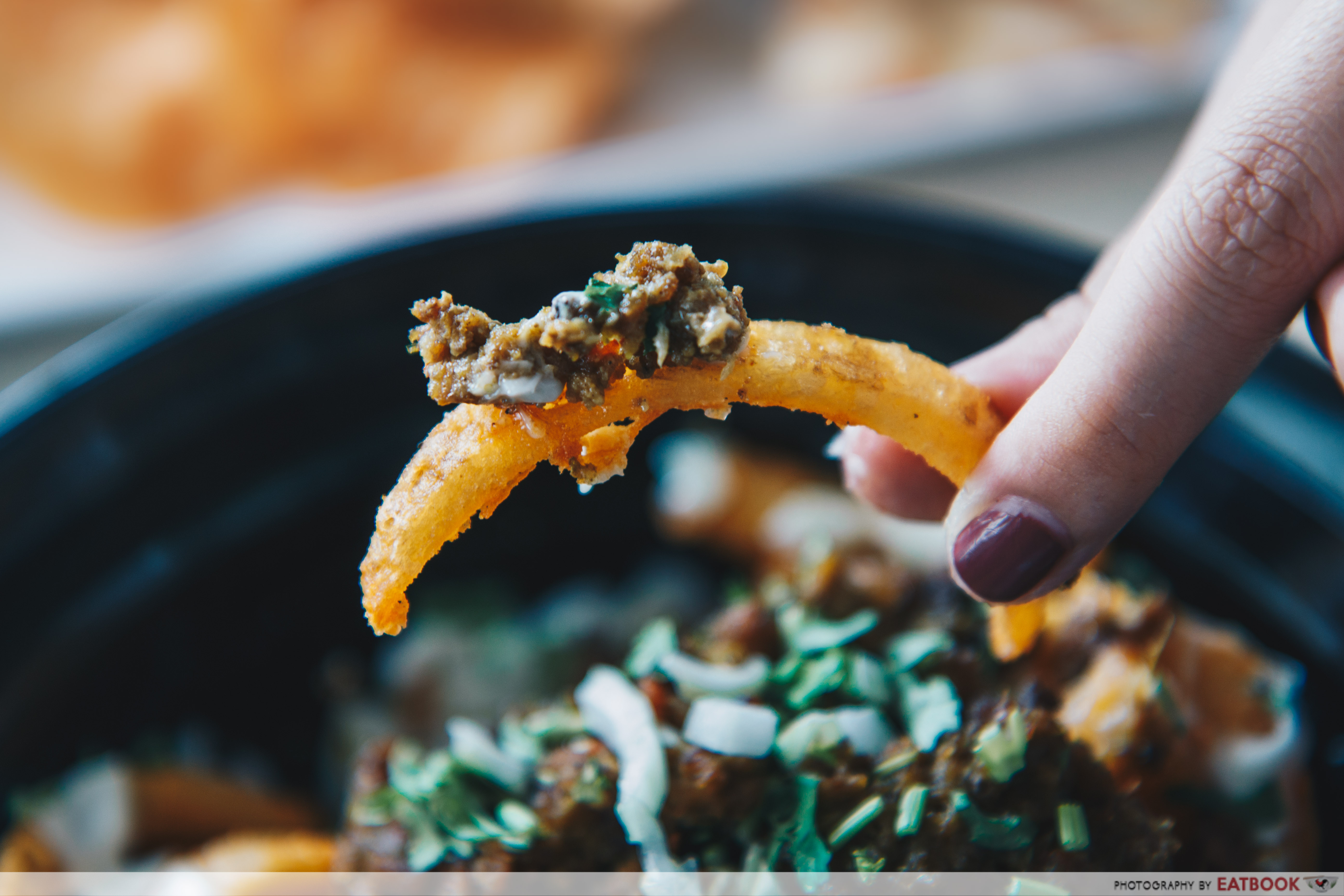 The Bread Gang - Curly Fries W Beef Rendang Close Up