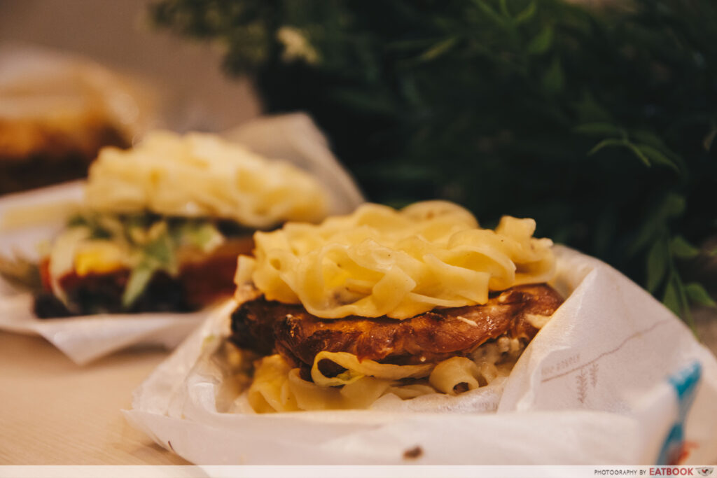 Pasta Burgers At MOS Burger Are An Italian Spin On Ramen Burgers -   - Local Singapore Food Guide And Review Site