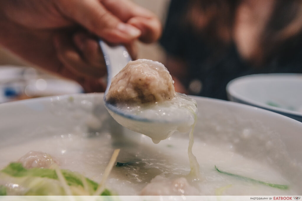 Mui kee congee homemade pork meatballs