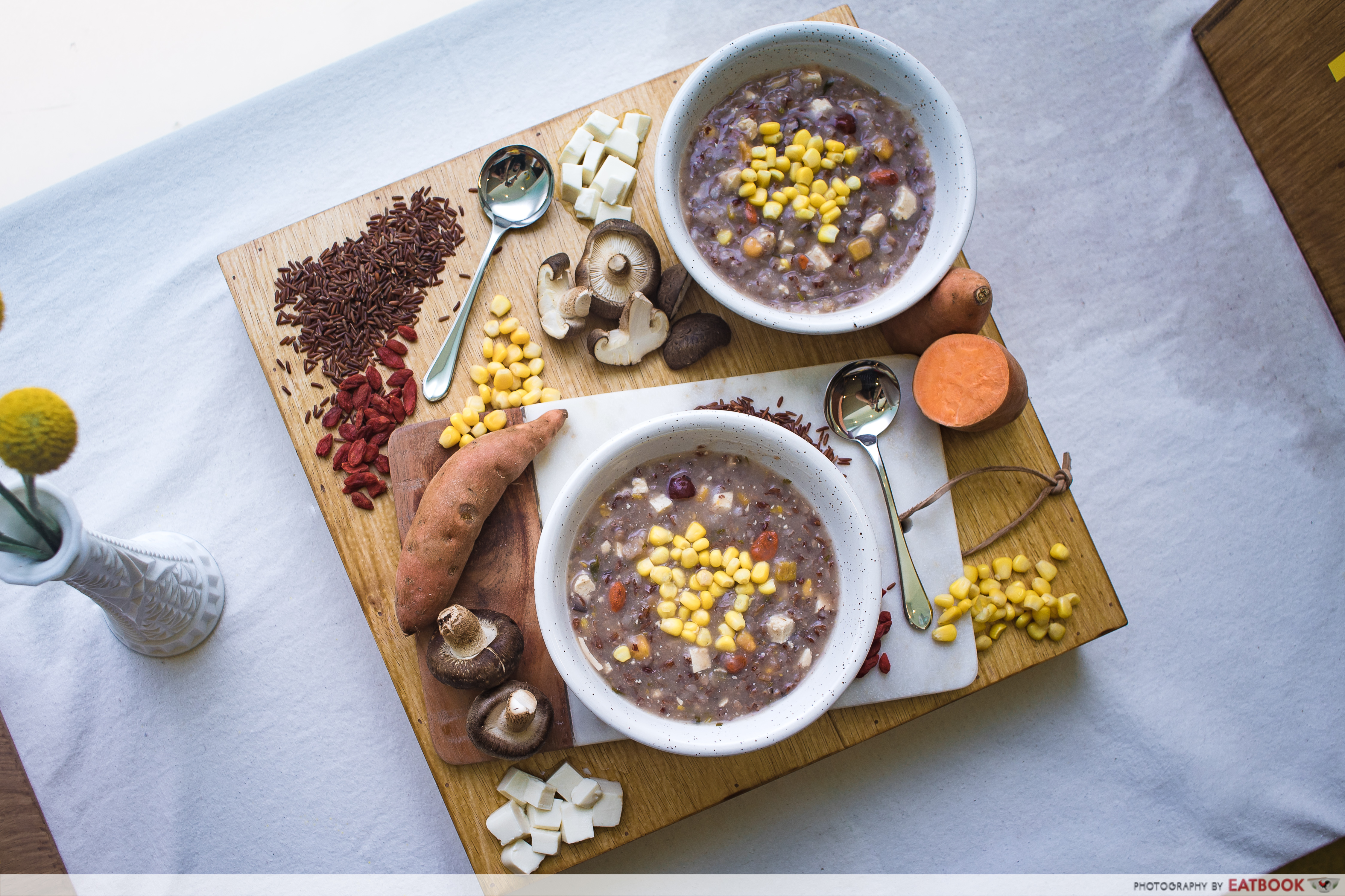 Red Rice Porridge- flatlay