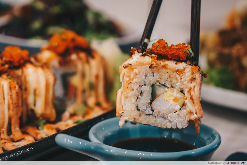 Bao Makers Salmon Mentaiko Roll close up