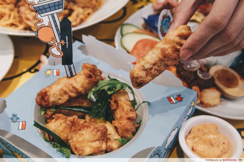 Mr Men and Little Miss Cafe Tempura Mackerel Otah with Sambal Mayo