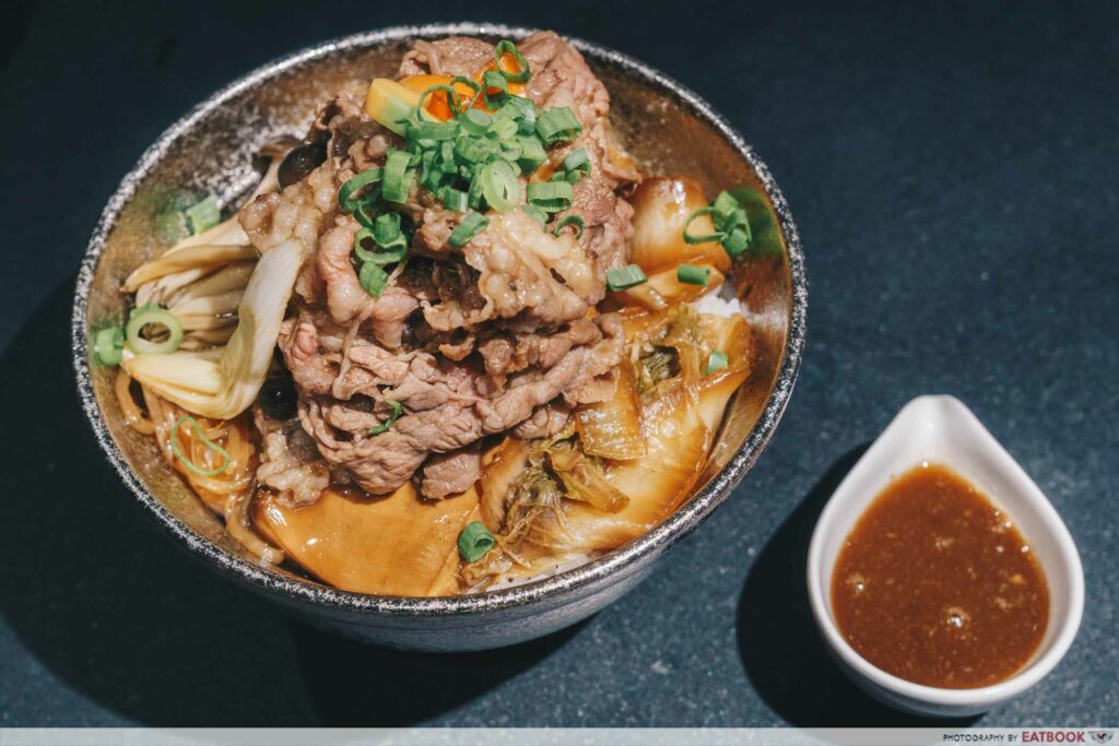 Beef Sukiyaki Don Keisuke with sauce