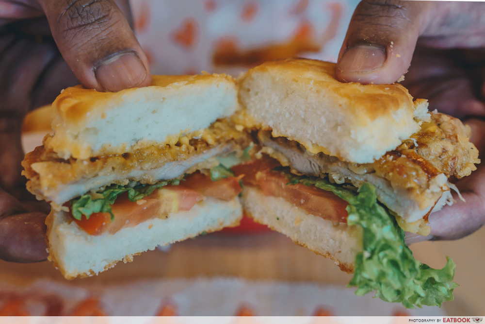 Popeyes Biscuit Burger Cheesy BBQ