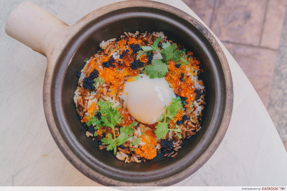 House Of Happiness - Onsen Egg with Ikura and Tobiko