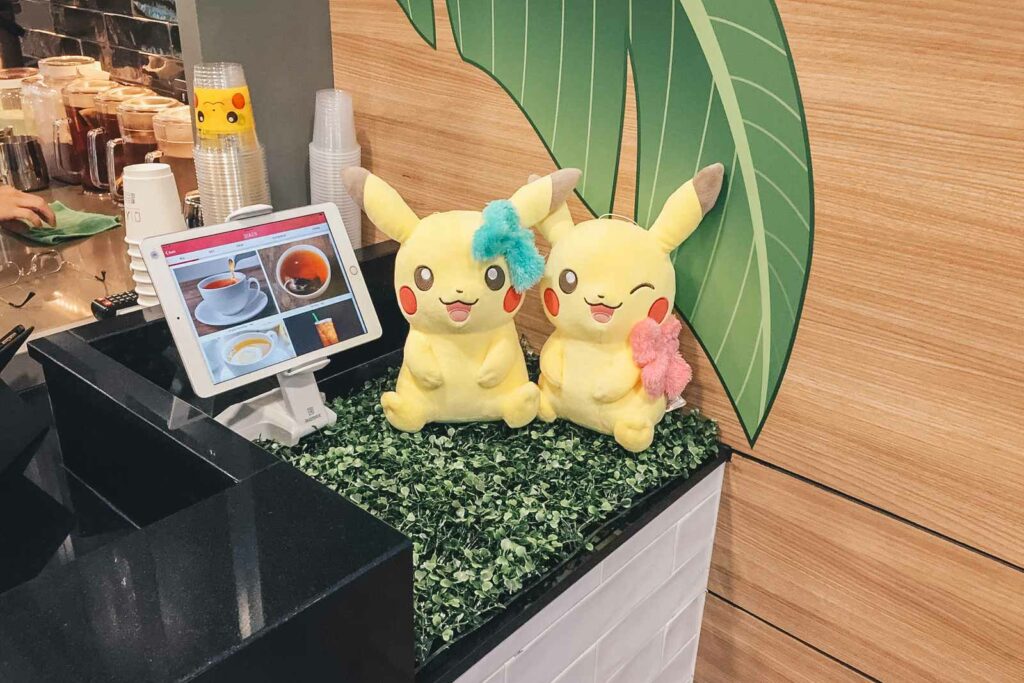 pokemon-themed cafe plushies