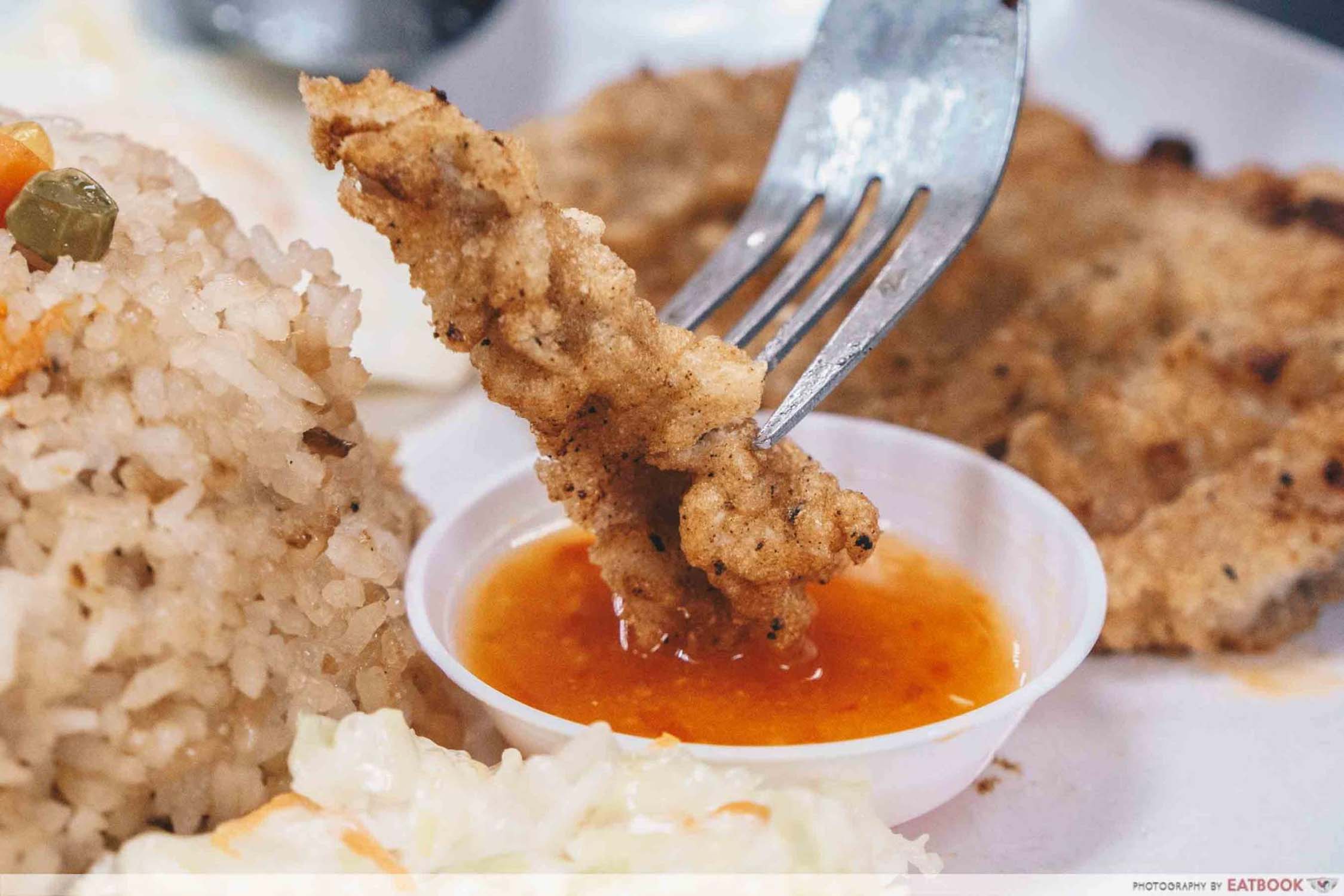 Supreme Pork Chop Rice - Chilli Sauce Closeup