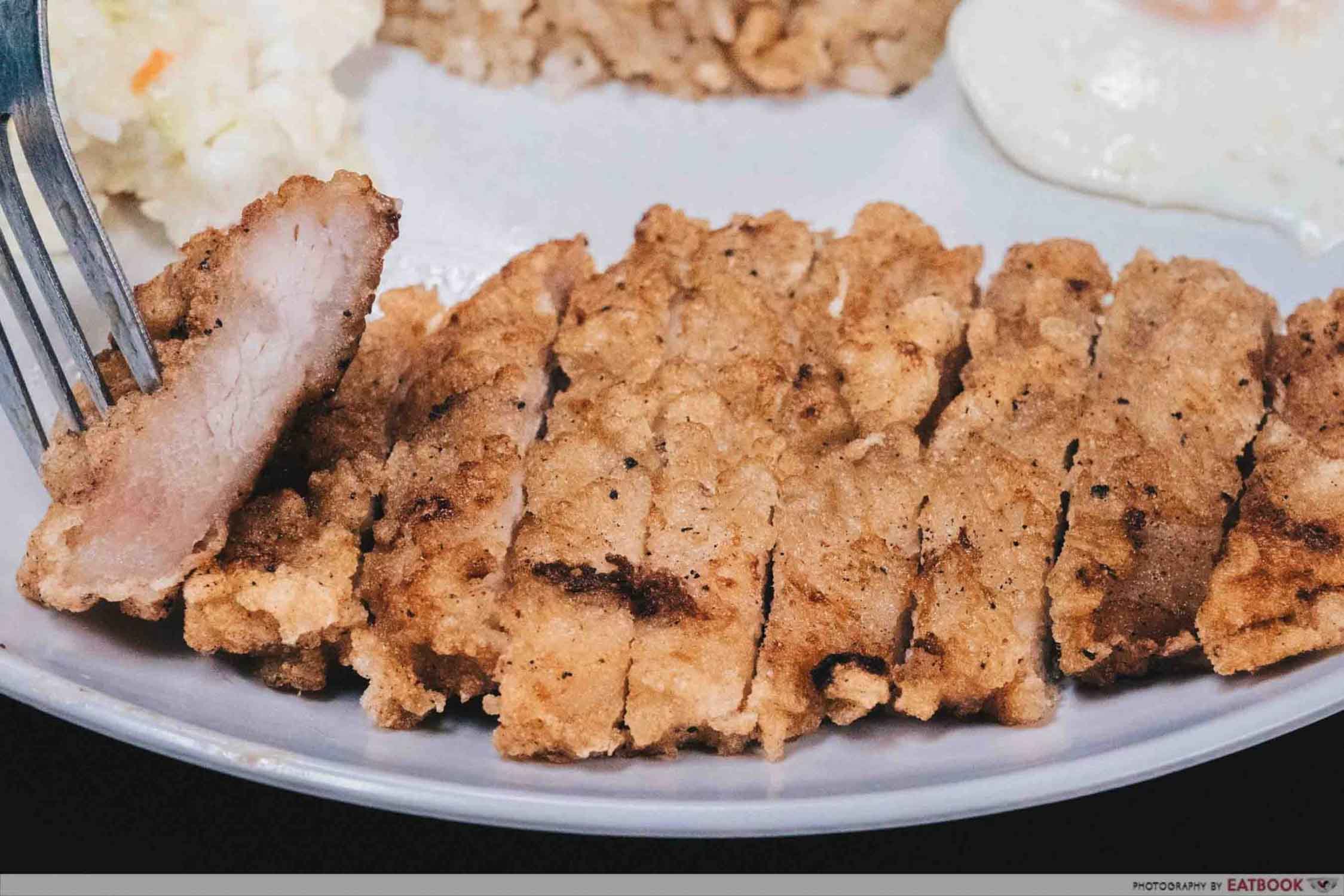 Supreme Pork Chop Rice - Fried Pork Chop Closeup