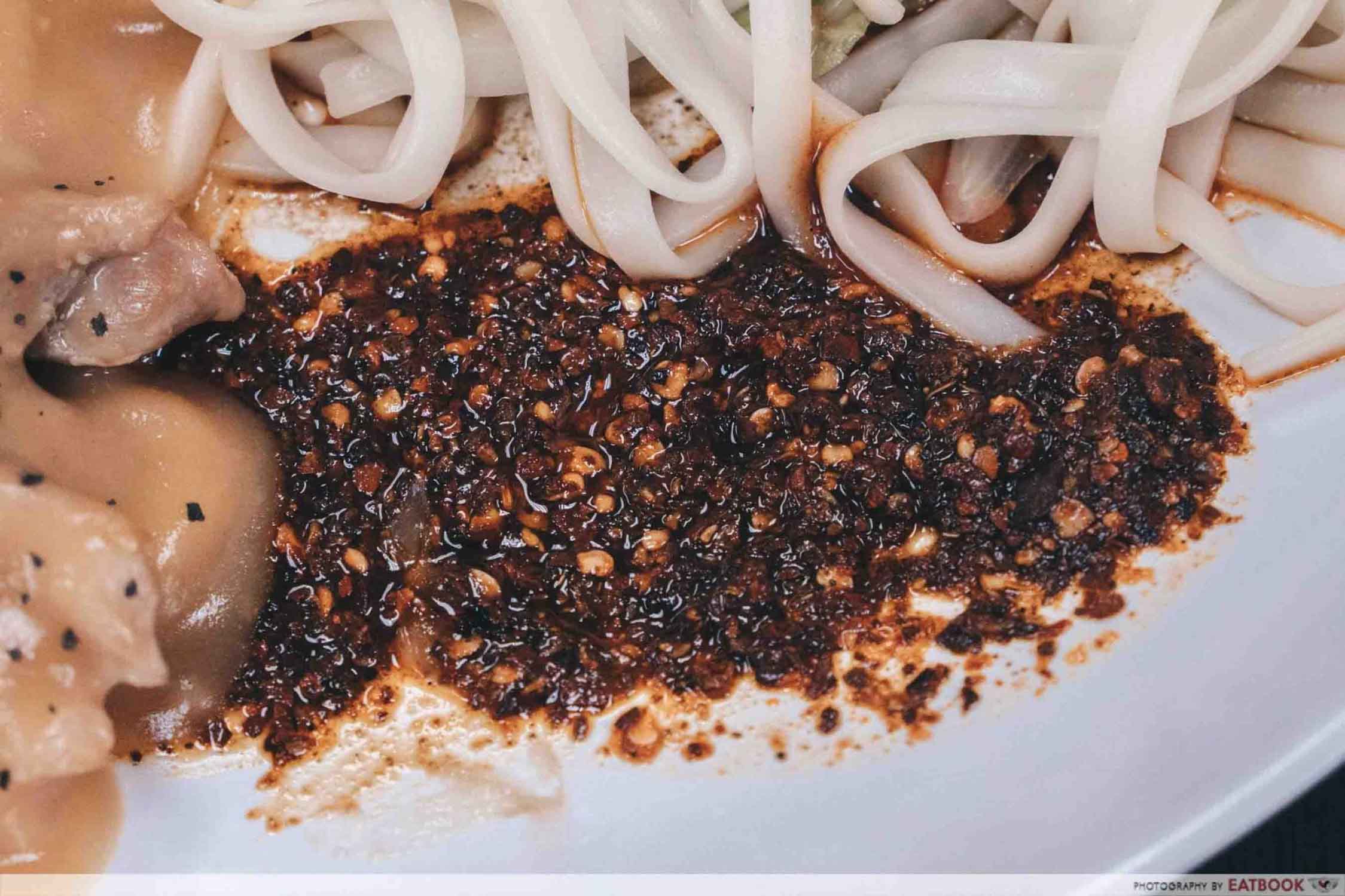 Supreme Pork Chop Rice - La Mian Chilli Oil Closeup