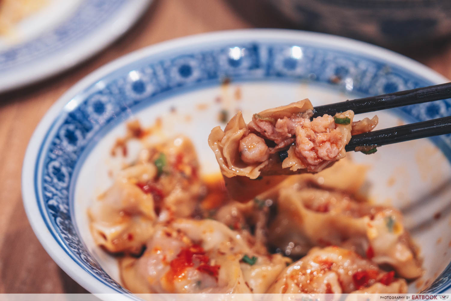 Feng Food shrimp and pork wontons with hot and spicy sauce meat