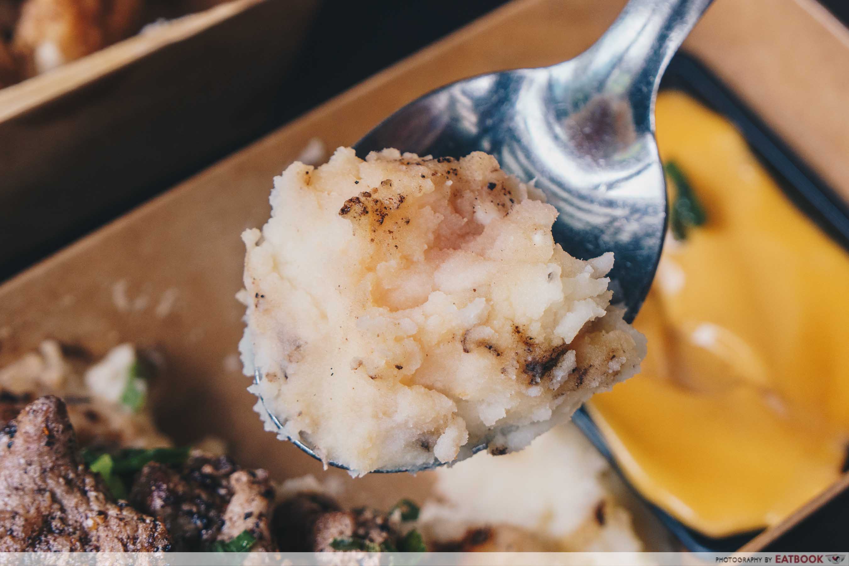 YEAH Taiwanese Modern Street Food flaming beef cubes mashed potato