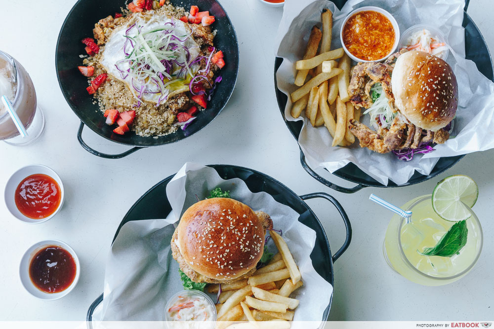 wok in burger flatlay