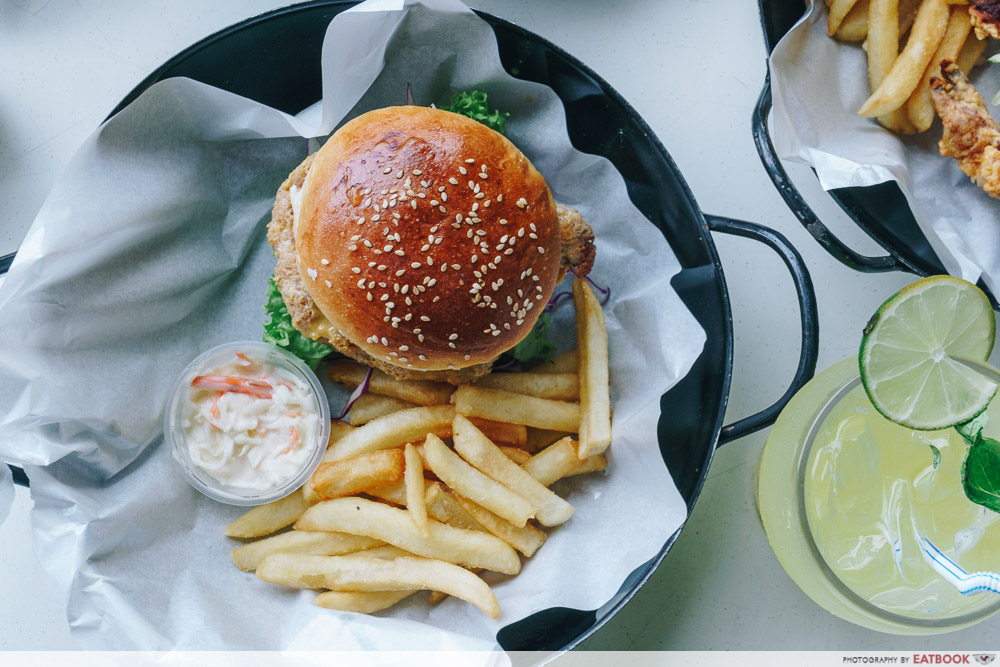 wok in burger salted egg pork burger