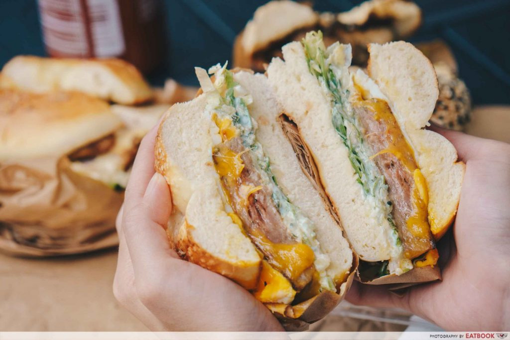 sandwiches two men bagel house