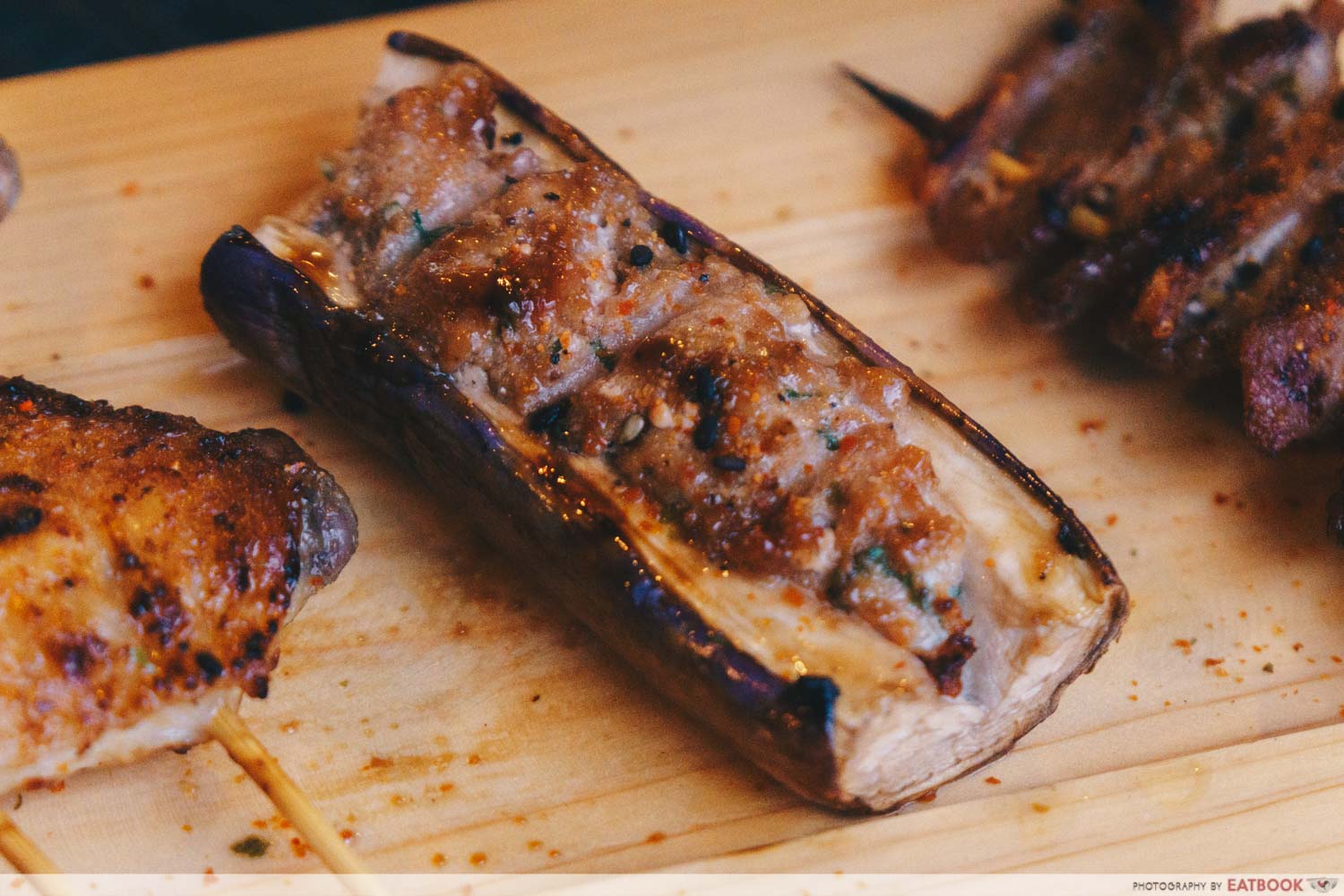 wow skewer bar eggplant with handmade minced pork