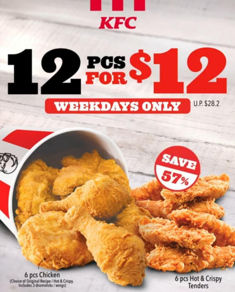 kfc 12 pieces fried chicken bucket