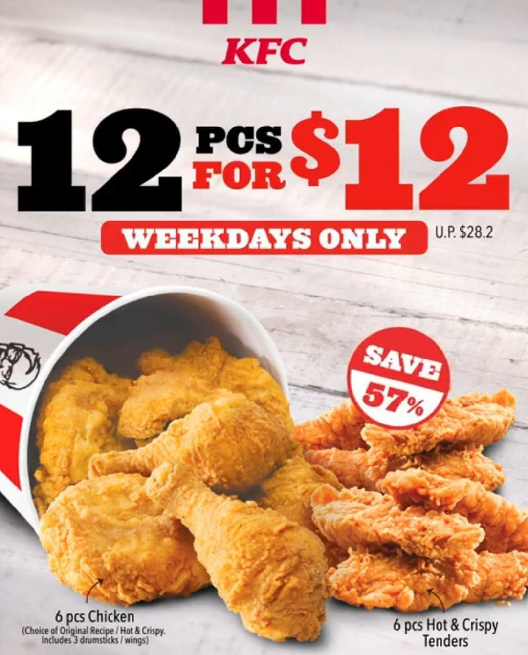 Get 12 Pieces Of KFC Fried Chicken For 12 On Weekdays EatBook.sg
