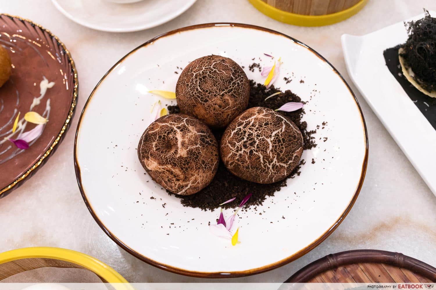 Yam Ball Stuffed with Coconut Cream and Mushroom