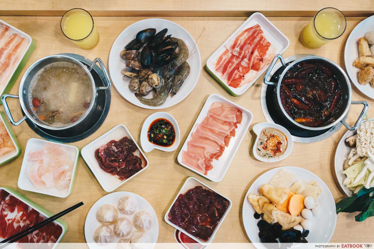 Xiaocaoxiang Steamboat Buffet flatlay