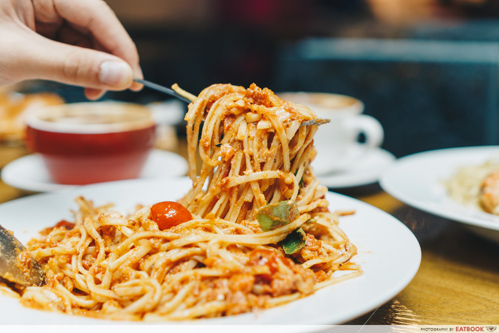 kava tomato ricotta pasta noodle pull