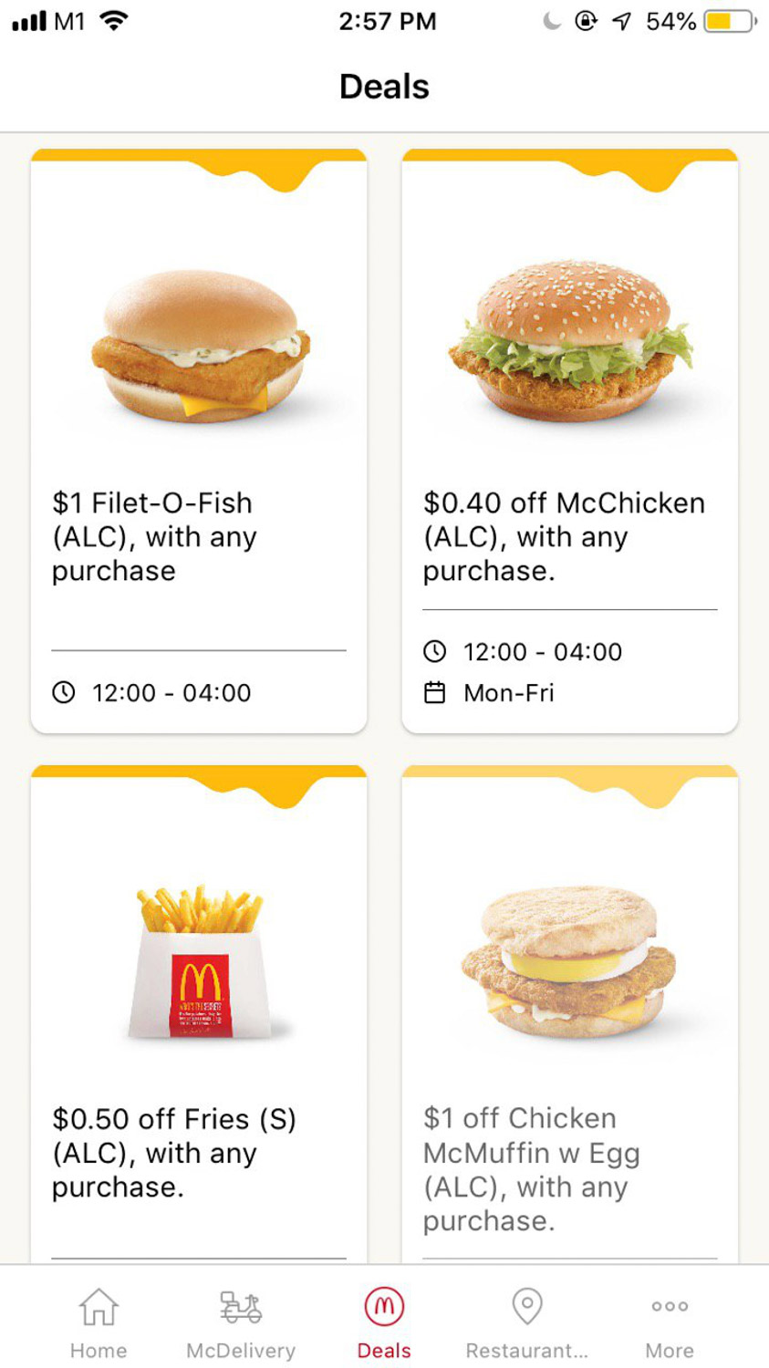 Mcdonalds fish fillet deals price