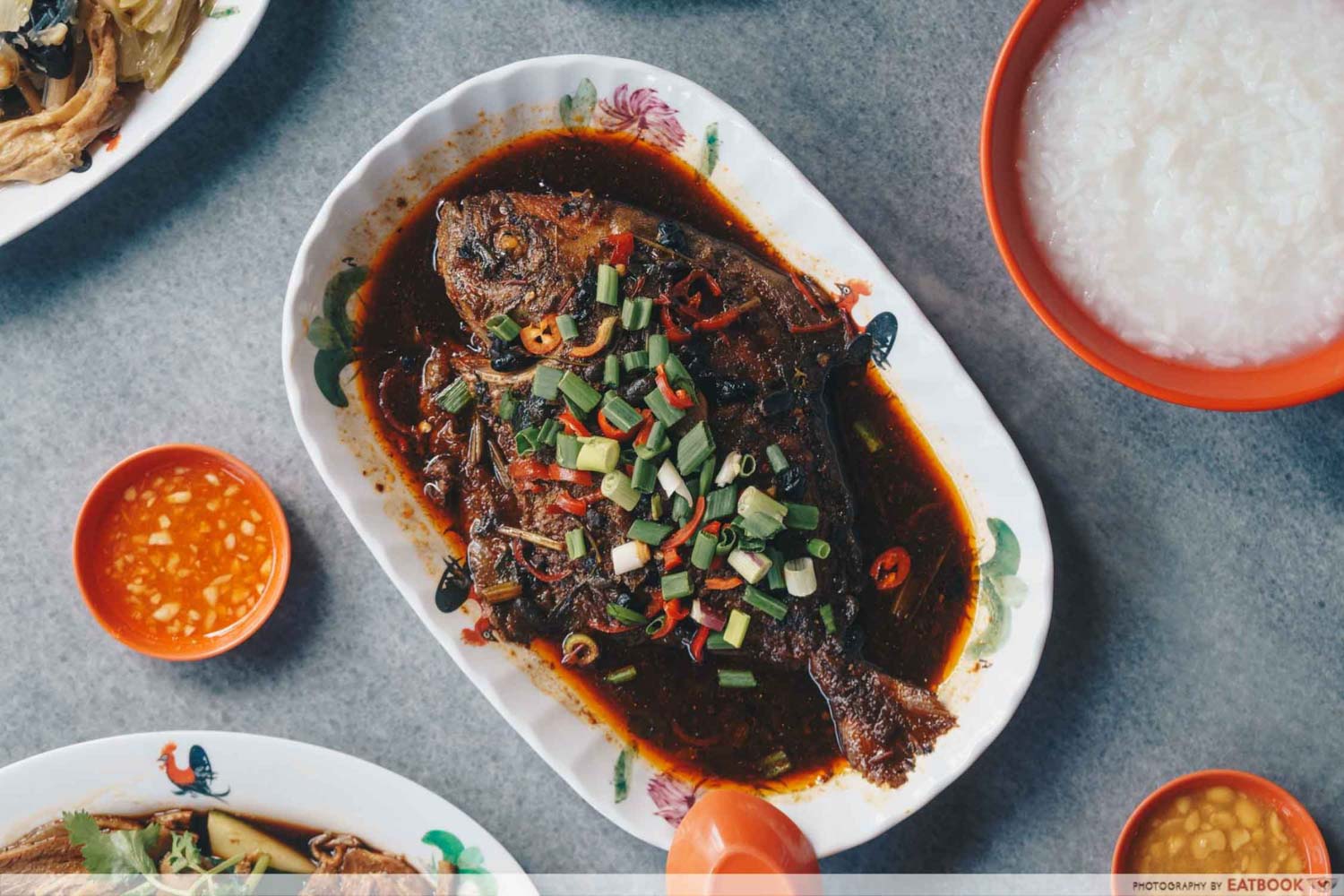 White House Teochew Porridge - Black bean pomfret