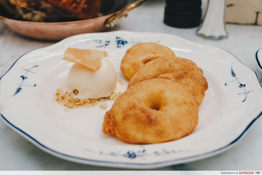 Applefritters with a scoop of ice-cream