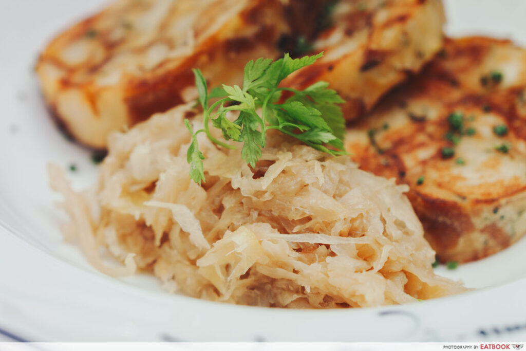 close up of the sauerkraut