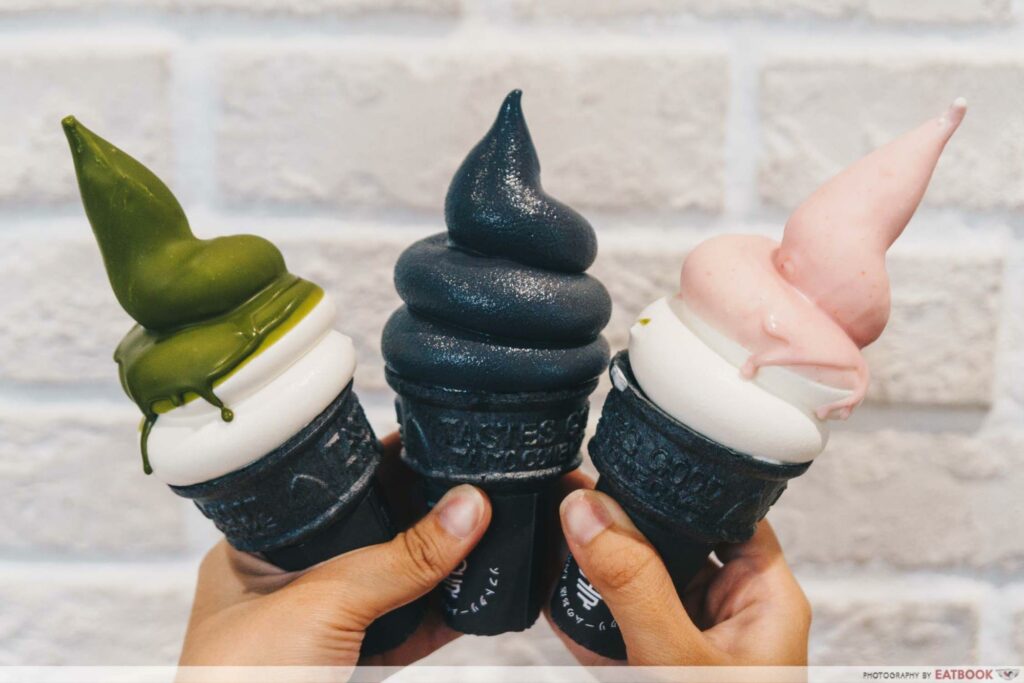 three ice-cream cones