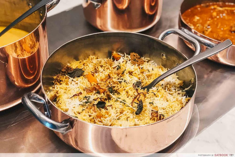 briyani in a metal pot