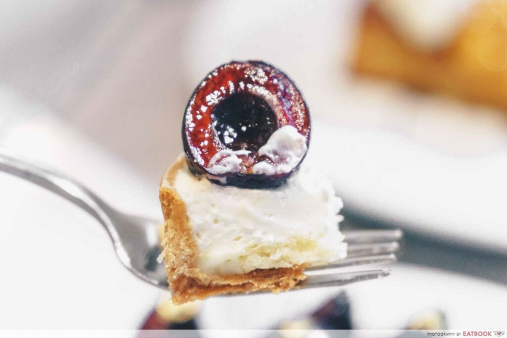 a bite of cherry tart