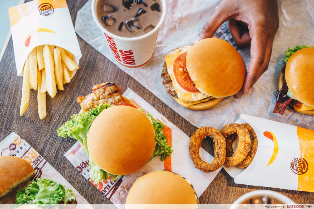 A spread of burgers