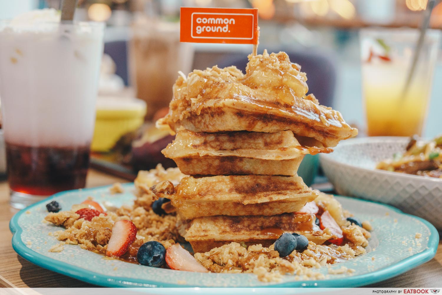 Salted Caramel Waffle with Apple Berry Crisp