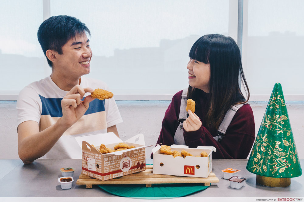 McDonald's Festive Happy Sharing Box - Talents eating sharing box