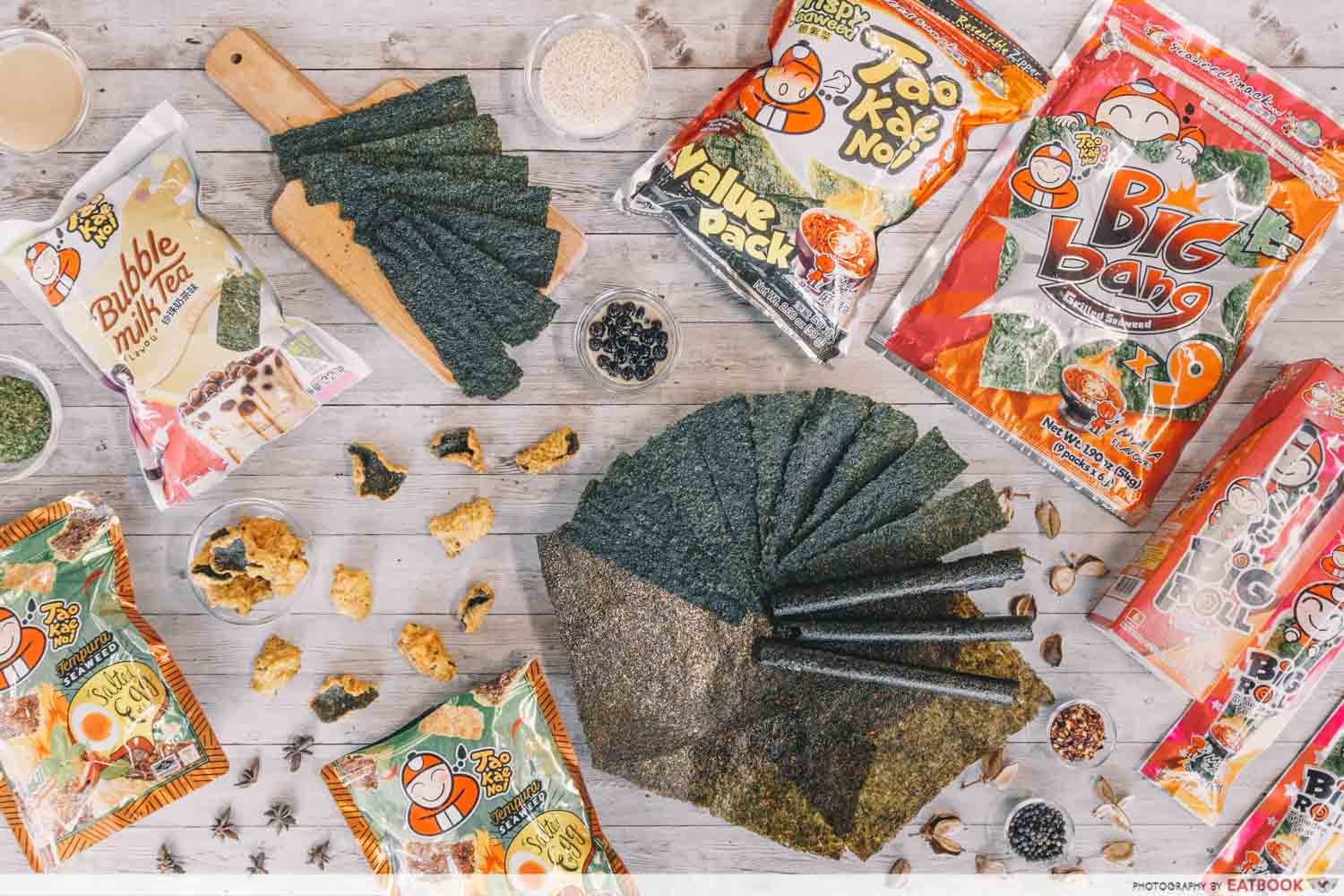 flatlay of seaweed snacks