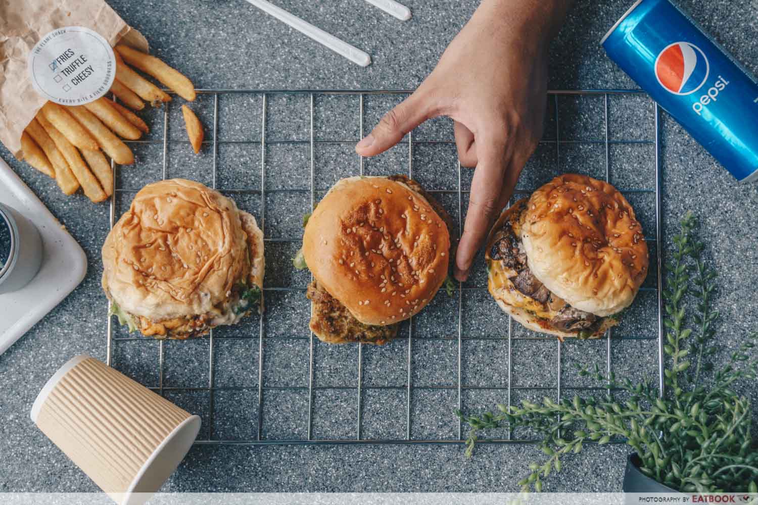 Flatlay of Burgers