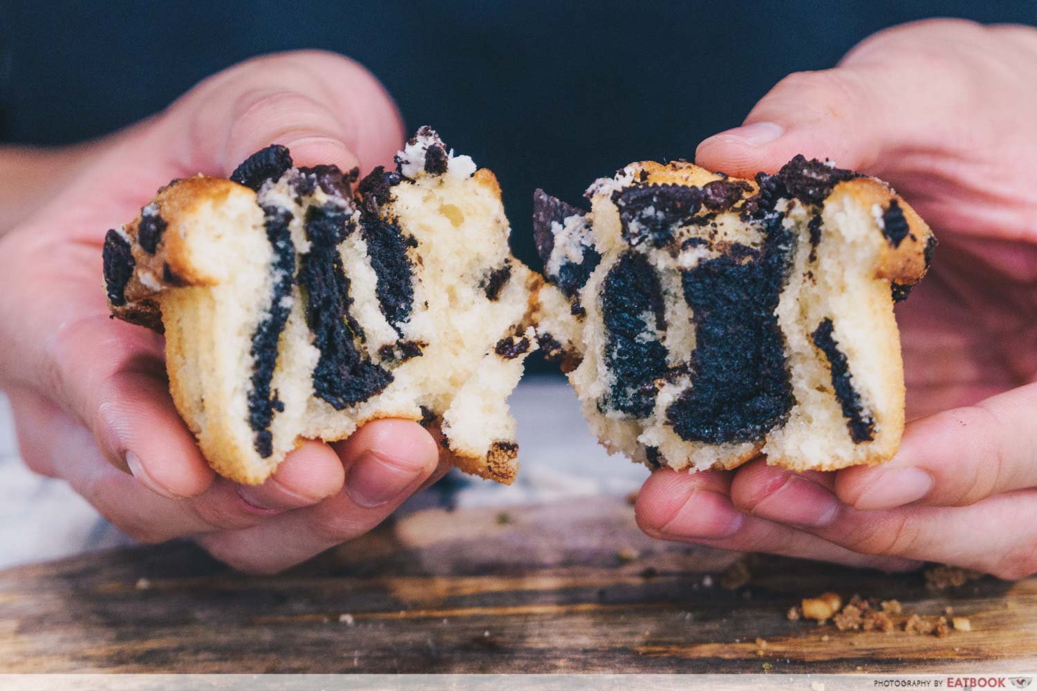 AJ Delights - Cross section of Cookies & cream muffin