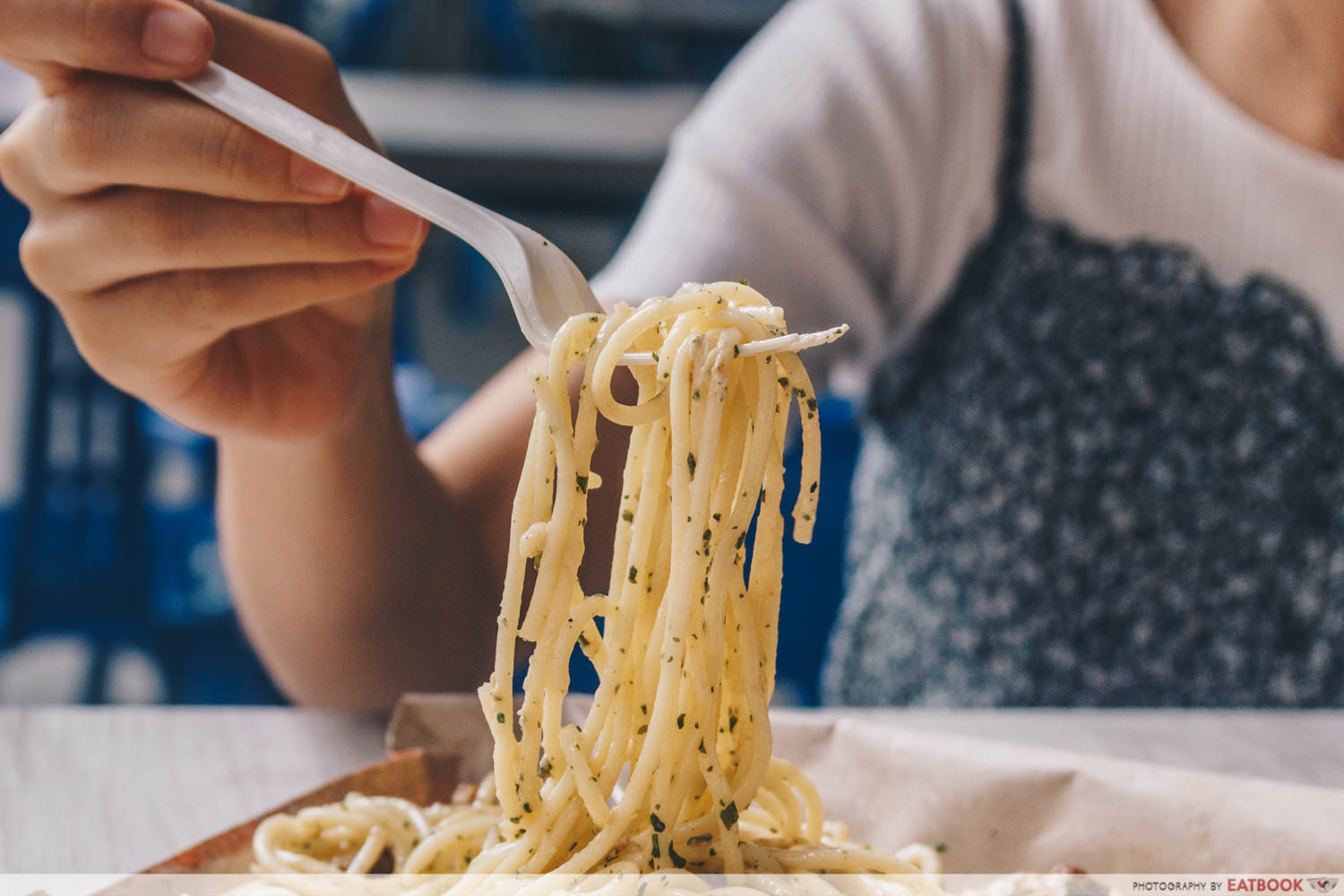 Spaghetti on fork