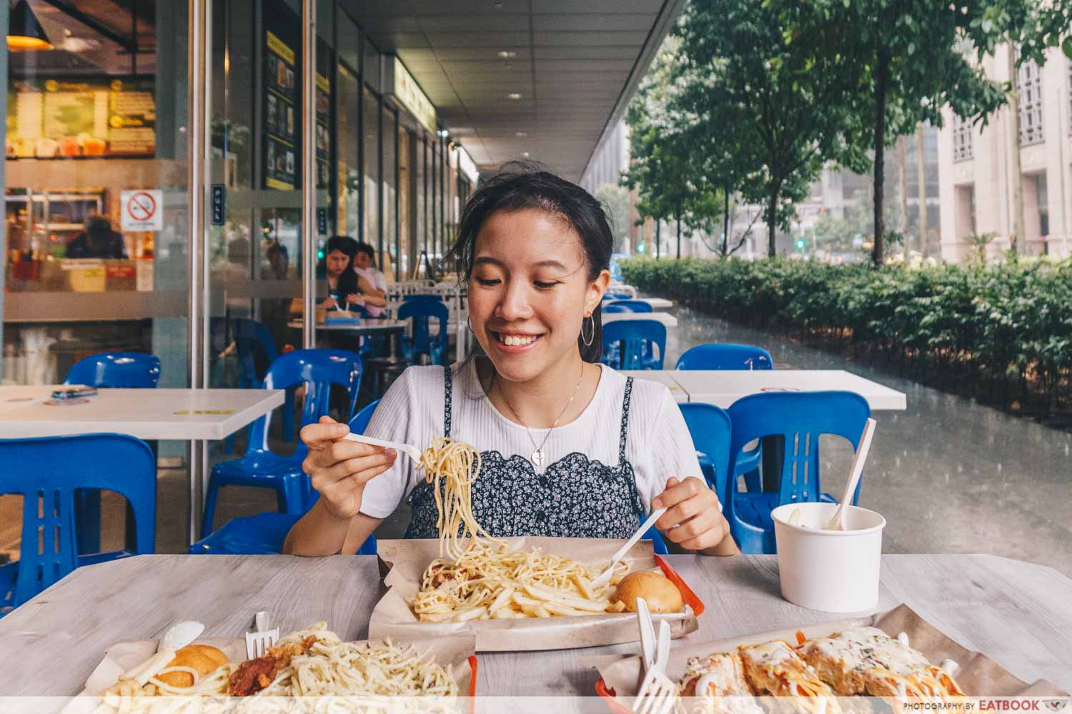 Smiling eating shot