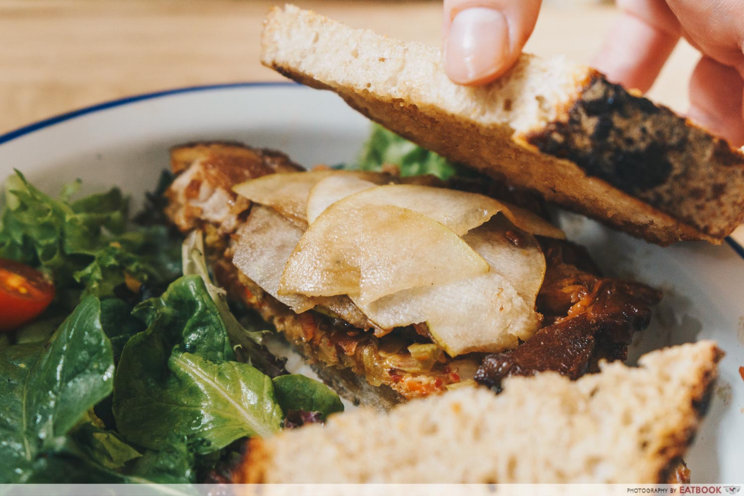 Baker's Bench Bakery - Pork Belly Sandwich Pears