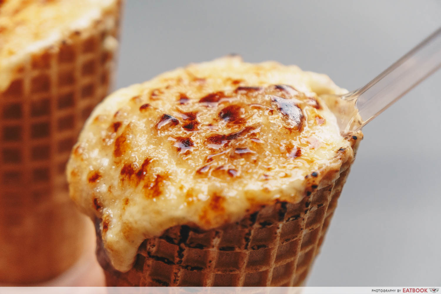 1-For-1 Creme Brulee Soft Serve - Creme Brulee soft serve close up