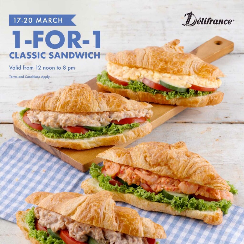 Delifrance Has 1for1 Classic Sandwiches From 12pm To 8pm Until 20