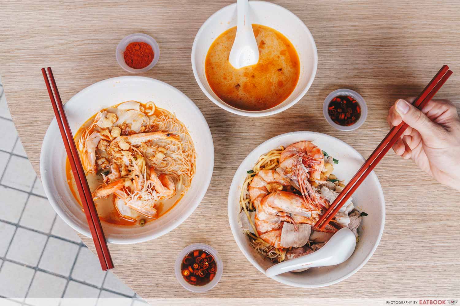 East Treasure Speciality Prawn Noodles - Flatlay