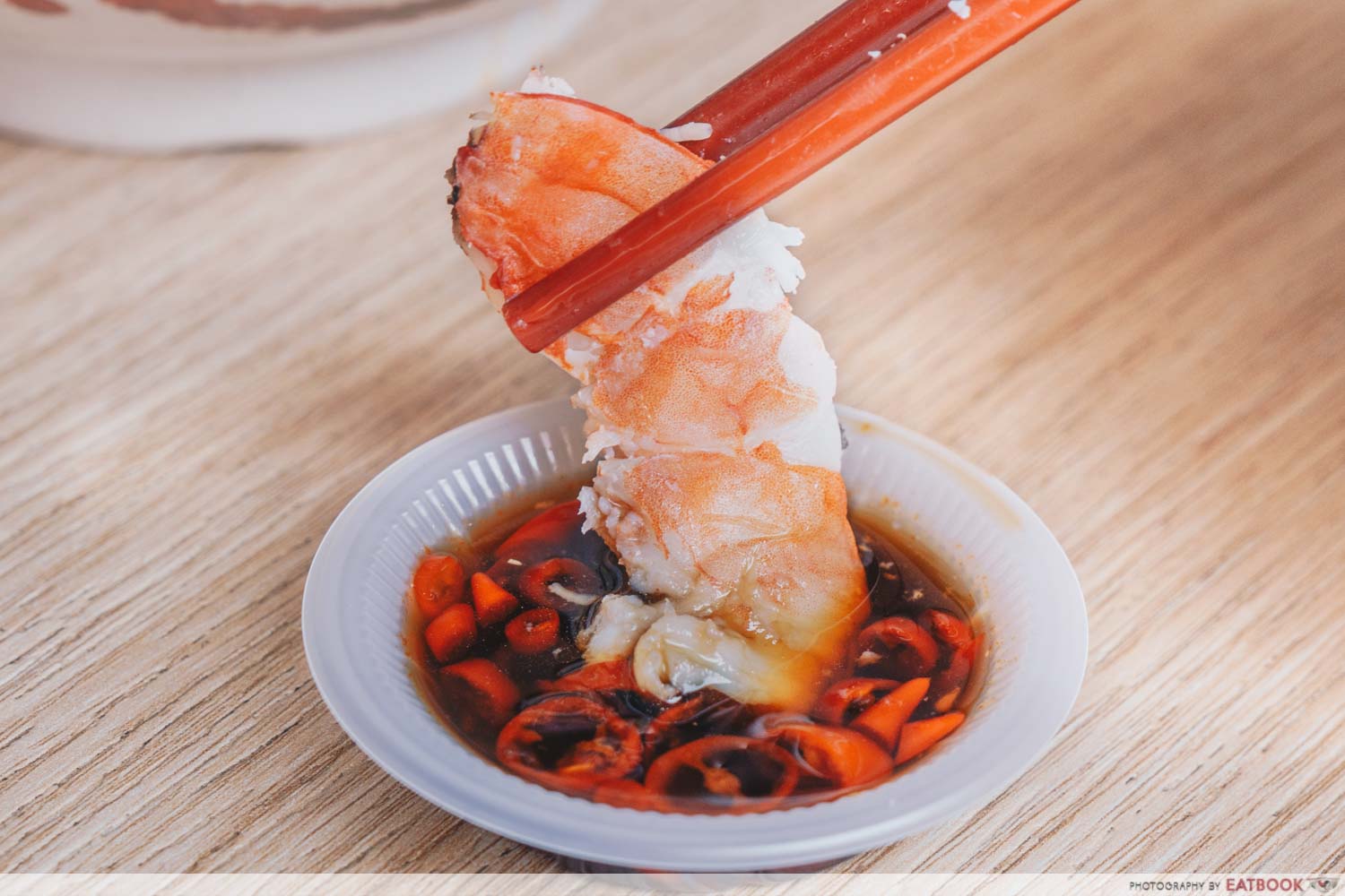 East Treasure Speciality Prawn Noodles - Prawn dipped in chilli